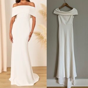 Exceptional Romance White Off-the-Shoulder Mermaid Maxi Dress
